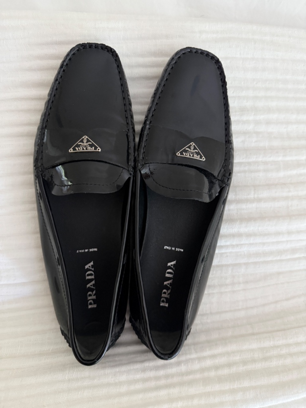 PRADA authentic patent leather loafers flats BLACK size 39.5